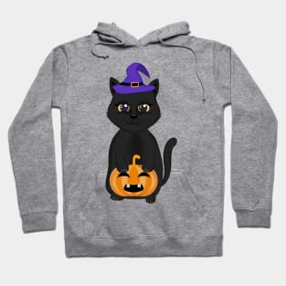 cute black cat and pumpkin halloween Hoodie